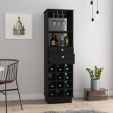 Classic Bar Cabinet, Two Drawers, Twelve Built-in Wine Rack-Black B07091835
