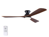 52 Inch Ceiling Fan with LED Light, 3 Solid Wood Blades, Reversible DC Motor, Remote Control, Modern W3816P585792