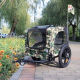 ZNTS Camouflage Foldable Bicycle Trailer Bike Trailer for Camping Pet Dog Cat Luggage Carry W136458022