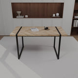 59" MDF light wood table and modern chair set of 4 pieces, medieval wooden kitchen 63846610