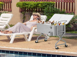 80QT Silver Gray Freezer & Insulation Cart - Twisted Rope Design Legs, Single-Side Top Flip Cover 35845032