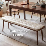 (Off White) Natural Oak Wood for Dining Bench Table Bench for Living Room With Leather Cushion W1283P297200