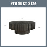 Modern minimalist circular black coffee table, 31.4-inch natural wood color and texture, space W1727P251153