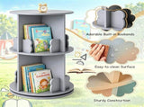 2-Tier Kids Rotating Bookshelf - 360&deg Display for Books/Toys, Bear Baffles Child-Friendly Height, 41361337