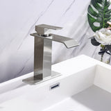 Waterfall Spout Bathroom Faucet,Single Handle Bathroom Vanity Sink Faucet W2287P185569