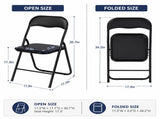 2 Pack Padded Folding Chairs with Metal Frame for Dining and Patio Events Black 00114147
