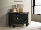 3 Drawers Nightstand with Pull-out Tray in Black Finish B016P254490