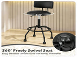 Adjustable Height Swivel Bar Stool with Wheels, 360&deg Rolling PU Leather Counter Bar Chair with 72362508