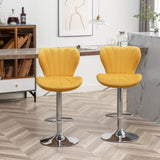 Ellston Upholstered Adjustable Swivel Barstools in Yellow, Set of 2 T2574P165087