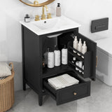 20" Bathroom Vanity with Sink, Bathroom Cabinet with A Door, Door Shelf Storage and Adiustable Foot N725P192821B