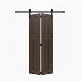 18 series 64in.X78 in. 3/4 inch thickness 2-Panel Walnut Color Finished MDF Bi-fold with Barn T3910P496212