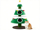 61.5" Christmas Cat Tree Tower with 2 Large Semi-Enclosed Plush Condos, Full Natural Jute Scratching 11165664
