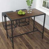 ZNTS Riley Indoor Walnut Metal Pub Dining Table with Metal Frame B02746799