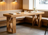 63" Rectangular Bar Table, Counter Height Pub Table with Industrial X-Frame 32639366