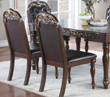 ZNTS Majestic Formal Set of 2 Side Chairs Brown Finish Rubberwood Dining Room Furniture Intricate Design B011138659