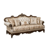 Formal Traditional Luxury Sofa Cherry Finish with Gold Tipping Solid Wood Living Room Furniture 1pc B011P290784