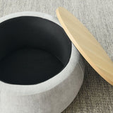 Round Storage Ottoman, 2 in 1 Function, Work as End table and Ottoman,with small seat,Light W487P165699