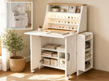 Folding Sewing Table with Cabinet for Home, Studio & Small Places - Storage Shelves & Bag, 27-Spool 57476585
