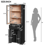 67.57" Tall Bathroom Storage Cabinet with Tempered Glass Doors, Adjustable Shelves & Drawer Modern N729P310006B