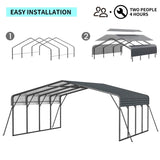 20x20FT Metal Carport Heavy Duty with Galvanized Steel Roof, Outdoor Garage Car Shelter Shade for 2 W2556P266777