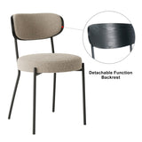 Boucle modern kitchen dining chair Bentwood covered with ash veneer Chair back, metal with black W210P147498