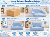 Kids Armchair Toddler Reading Sofa, Full Compression, Teddy Velvet Cute Blue Dog Shape Kids Sofa 66577418