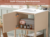 20-inch Bathroom Vanity with Ceramic Sink, Freestanding Single Vanity Set with Soft Closing Door, 91614210