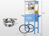 Popcorn Machine, 120V, 850W, 10oz, Blue, Stainless Steel & Glass, SingleDoor / With Cart 12421923