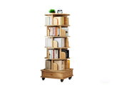 6 Tier Rotating Bookshelf, 360&deg Display Round Spinning Bookshelf with Wheels and Drawer, W3204P309484