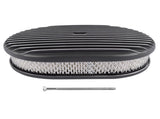 12" Oval Fully Finned Black AluminumElement Suit 4 Barrel Carbs Air Cleaner Fits for SBC Classic 81079775