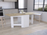 Folding Table with Expandable Design in 3 Forms, White / Macadamia B097P221374