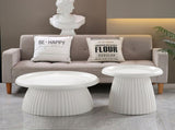 White Magnesium Oxide Fluted Pedestal Side Table 19.69" Diameter Round Accent Table W5351P486732