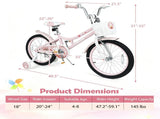 18 Inch Kids Bike for 4-8 Years Old Girls, Dual Brake Kids Bicycle with Training Wheels & Kickstand, 55576126