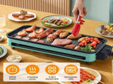 1500W Electric Indoor Grill 2 in 1 Electric BBQ Gill with Grill Net Removable Plate 5 Temperature 90269749