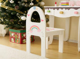 Kids Vanity Table and Chair Set with 7pcs Pretend Play Makeup Toys, Girls Vanity with Mirror & 04076145