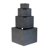 ZNTS 19.7x19.7x41.7" Gray Cement 4 Tier Block Water Fountain Outdoor W2078P178867