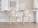 French Country 30'' Height Bar Chairs Set of 2, Upholstered Chairs with Round Back, Wire drawing and W3426P324576