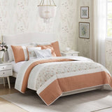 6 Piece Cotton Percale Quilt Set with Throw Pillows Coral King/Cal King B035129021
