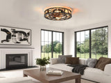 20 Inch Caged Flush Mount Ceiling Fan with Lights, Industrial Enclosed Metal Cage Fan, 6Speed W3816P585911