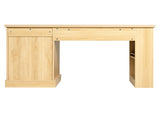 55" Modern Fluted Office Desk with Storage Cabinet & Drawers, Computer Writing Desk with Power 97527094