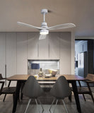 52 Inch Ceiling Fan Light With 6 Speed Remote Silver 3 Wood Blade Reversible DC Motor For Bedroom W93494500