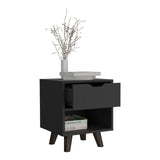 Crail Nightstand with 1 Open Storage Shelf, 1 Drawer and Wooden Legs B200P188873