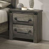Rustic Gray 1pc Bedside Table Melamine Paper Wooden Nightstand Antique Brass Color Drop Handles B2741P325726
