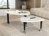 360 degree roratable White Sintered Stone Top Rotatable modern Coffee Table for Living Room, rock W2899P372758