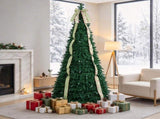 7ft Collapsible Pop Up Christmas Tree Artificial PVC Xmas Tree with Satin Ribbons & Bow Unlit 06550874