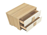 Contemporary Natural and White Finish 2-Drawer Storage Nightstand Wooden Bedroom Furniture 1pc B011P317207