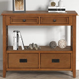 36'' Farmhouse Pine Wood Console Table Entry Sofa Table with 4 Drawers & 1 Storage Shelf for W120246663
