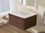 28" Floating Bathroom Vanity With Sink, 0.8-IN Ceramic Sink, Plywood Cabinet with Soft Close Double B2775P577384