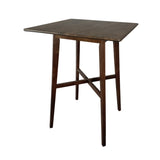 Modern Bar Height 42" Dining Table, Rubberwood Legs and Laminate Table Top, Walnut Finish, Black 65503.00WALN