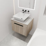 ZNTS 24 " Modern Design Float Bathroom Vanity With Ceramic Basin Set, Wall Mounted White Oak Vanity With 61035448